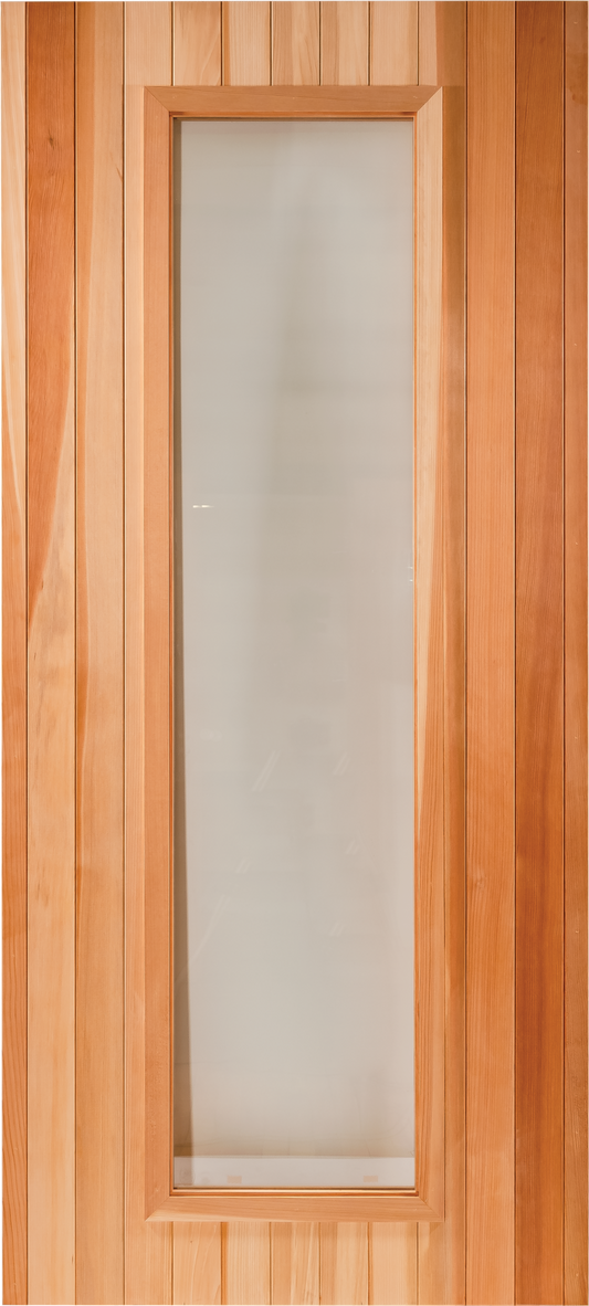 Finnish Sauna Builders Cedar Sauna Door 30" x 80" with a Clear 24" x 67" Tempered Thermo Glass Finnish Sauna Builders Cedar-ADA-1.png