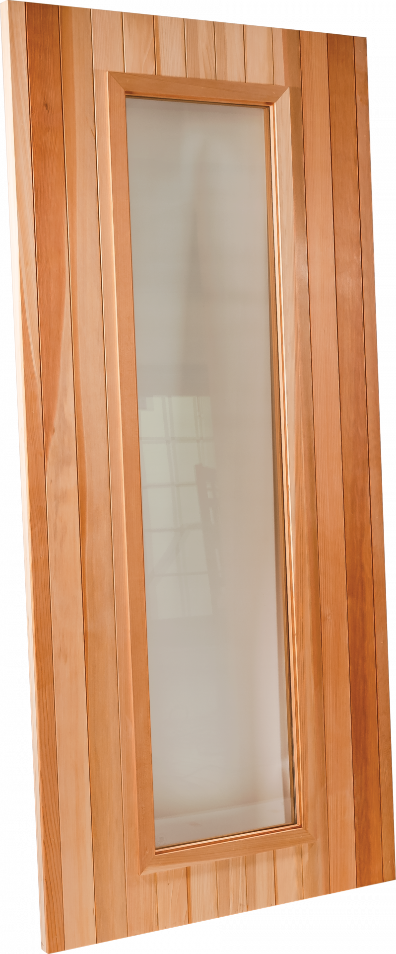 Finnish Sauna Builders Cedar Sauna Door 30" x 80" with a Clear 24" x 67" Tempered Thermo Glass Finnish Sauna Builders Cedar-ADA-2.png