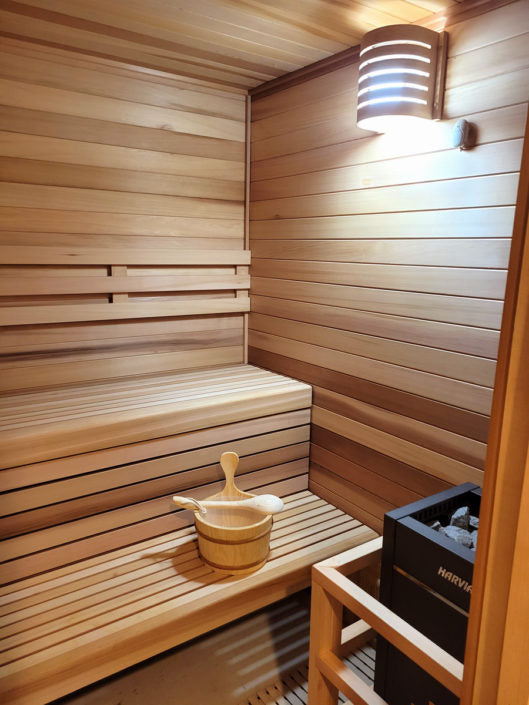 Finlandia Sauna 3' x 4' x 7' Pre-Cut Sauna Kit Standard Option / 7 Foot Tall / No Backrest,Standard Option / 7 Foot Tall / Backrest + $171.60,Standard Option / 7 Foot Tall / Backrest & Skirts + $351.60,Standard Option / 8 Foot Tall + $198.66 / No Backrest