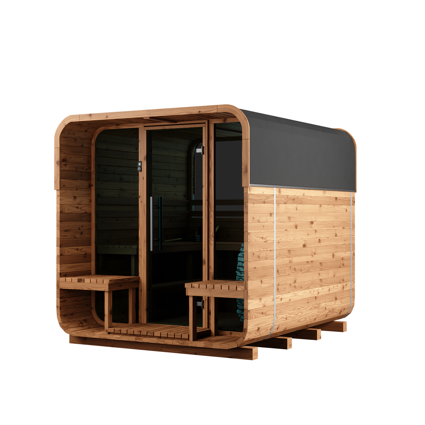 Thermory 6 Person Square Sauna No 40 DIY Kit with Terrace and Window Thermally Modified Spruce Thermory Right_56c2d837-b689-4bf6-b45d-ac3f838b86da.png