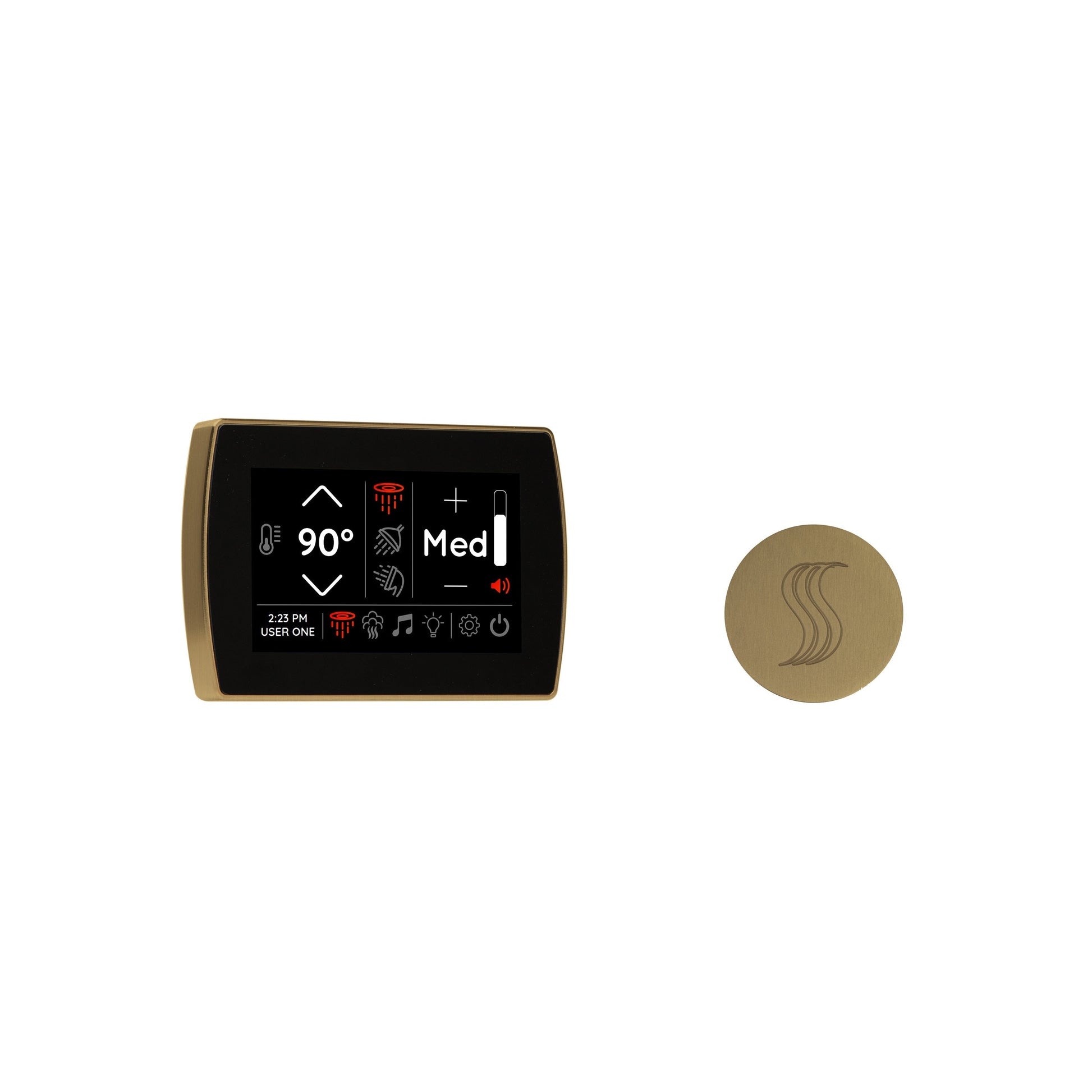 ThermaSol Signatouch Control and Steam Head Kit Round in Satin Brass Finish Satin Brass / Round ThermaSol stcm-svrd-sb.jpg