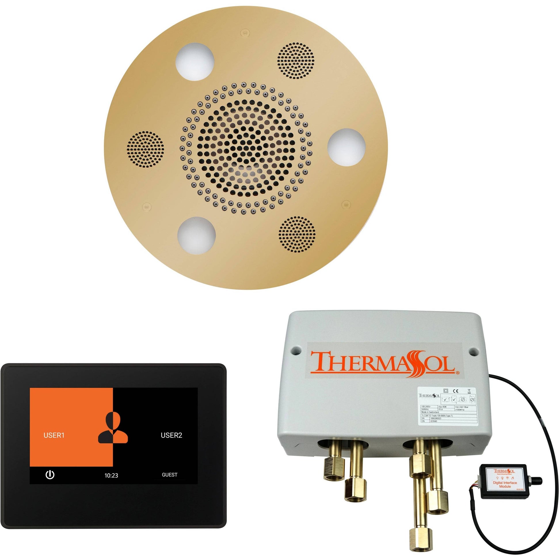 ThermaSol Wellness Shower Package with 7" ThermaTouch Round in Polished Brass Finish Polished Brass / Round / 7" ThermaSol wsp7r-pb.jpg