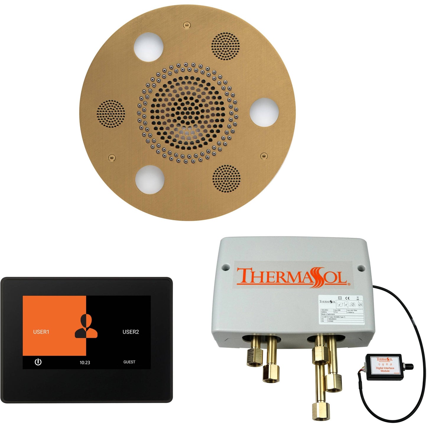 ThermaSol Wellness Shower Package with 7" ThermaTouch Round in Satin Brass Finish Satin Brass / Round / 7" ThermaSol wsp7r-sb.jpg