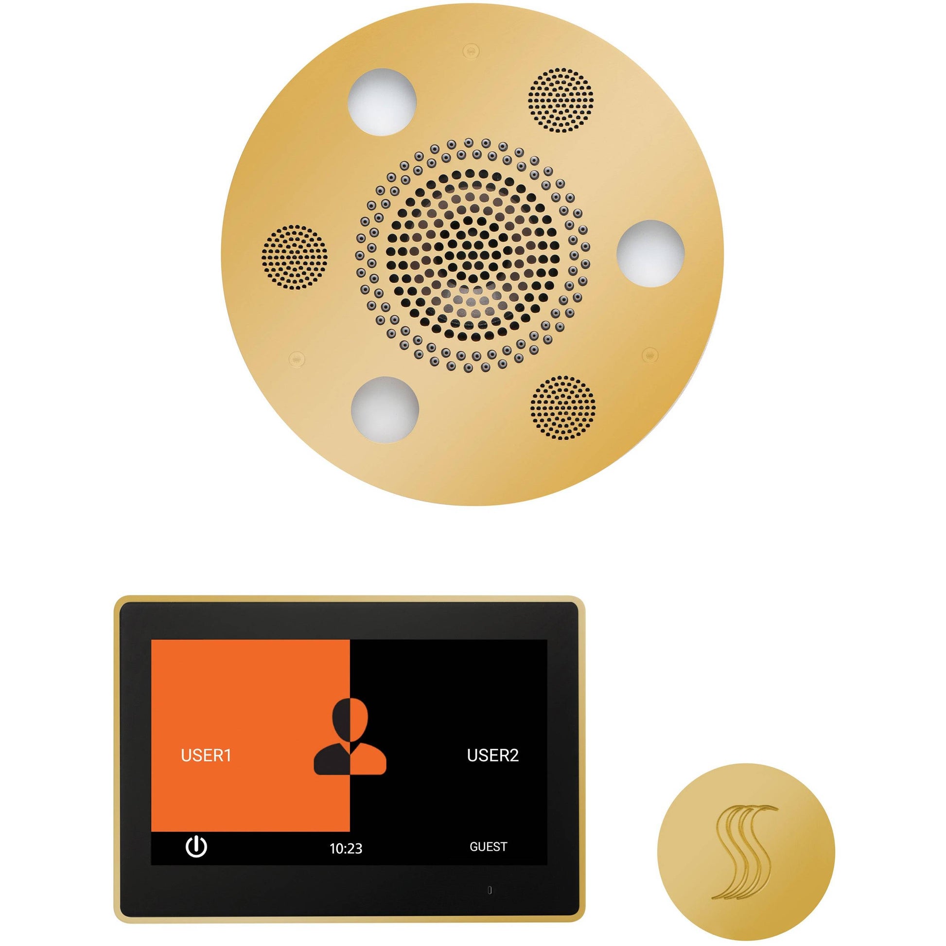 ThermaSol Wellness Steam Package with 10" ThermaTouch Round in Polished Gold Finish Polished Gold / Round / 10" ThermaSol wstp10r-pg.jpg